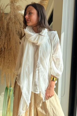 Laundry B Classic Portobello Scarf White 